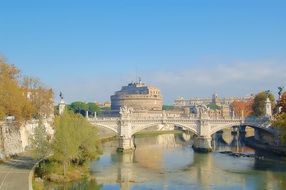 scenic bridge in Rome, Italy