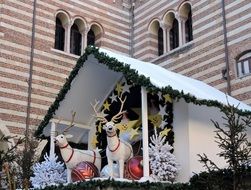 Christmas decorations with deers in Verona, Italy