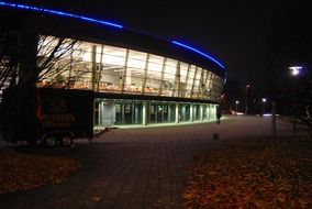 illuminated building