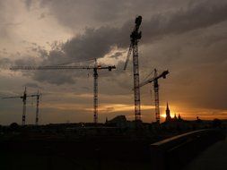 Photo of construction sites at the sunset