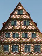facade with oknamy in Fachwerkhaus