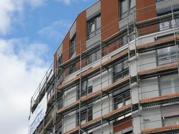 scaffolding at building wall
