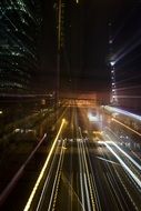 traffic in night city, china, shanghai