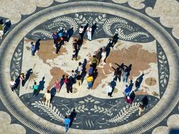 A view from above of people on the monument 