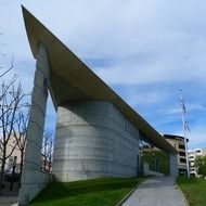 modern building with driveway, perspective