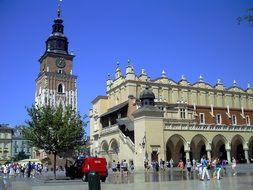 old town of krakow with market and church in poland