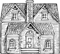 victorian style old home, illustration