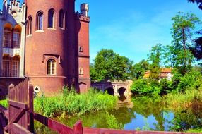 part of kórnik castle on a sunny day