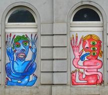 graffiti on windows in the old town of prague