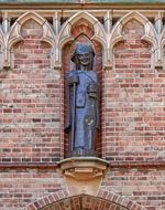 statue on the facade of a church in the Netherlands