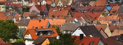 brown roofs on houses