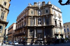 Quatro Canti - the central square in Palermo on blue sky background