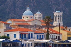 roofs of buildings in Samos, Greece