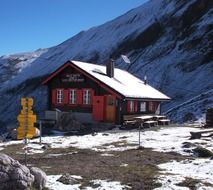 Landscape of house on a mountain valley
