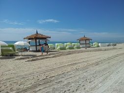 beach cabins at ocean shore, usa, miami