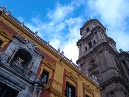 view from below of architecture church in Spain