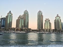 modern buildings on the coast in Dubai