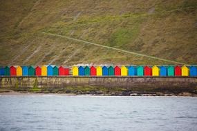 Bright beach cabins on the coast
