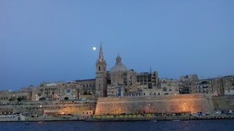 evening cityscape Valletta view from the water