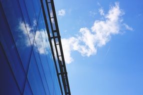 reflection of the sky in the facade of the building