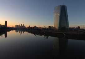 tower in frankfurt at dusk