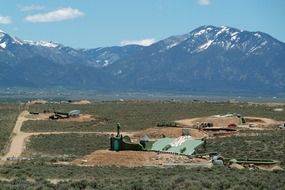 Landscape of earth ships in New Mexico