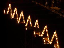 lighted roofs on the Christmas market