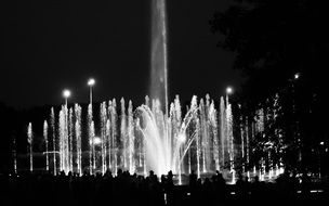 view of the fountains in the park of Warsaw