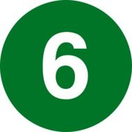 white number 6 in a green ball