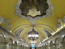 historic architecture of the metro station in Moscow