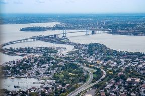 aerial view of bridges in new york