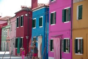 colorful houses on the island of Burano on a sunny day