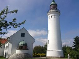 old white lighthouse in Denmark