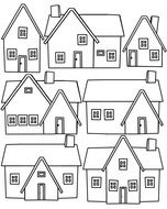 Drawing of different neighboring houses