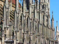 Facade with patterned spiers of ulm cathedral