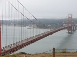 View of the Suspension Bridge the Golden Gate in San Francisco