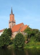 remote view of the church in the old town of Rathenow