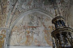 fresco on a ceiling in church, sweden, Malmo