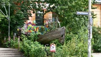 landscape of garden and building in hamburg