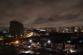 industrial district of moscow at night