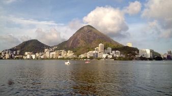 view from the water on the architecture on the beach in rio de janeiro