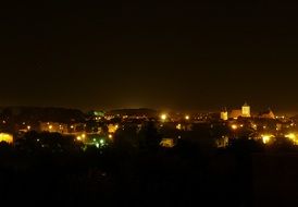 luminous street lamps in the dark