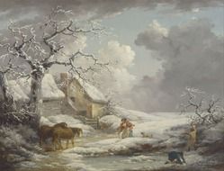 A picture depicting a winter rural landscape