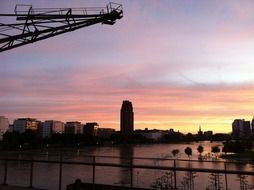 frankfurt sunset over city skylines