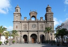 Christian church with a bell tower and towers