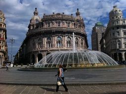 fountain in the form of a dome in a square in italy