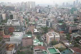 aerial view of Hongdae region in Seoul