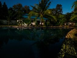 full moon night pond