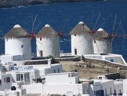 windmills on a greek island