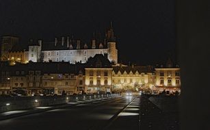 illuminated building of Gien at night